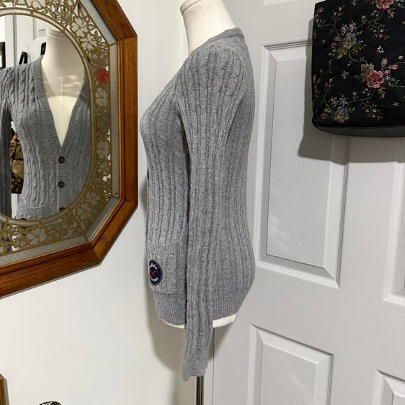 VTG Y2K Hollister Co. Light Grey Cable Knit Long Sleeve Button Up Cardigan XS - Picture 4 of 8